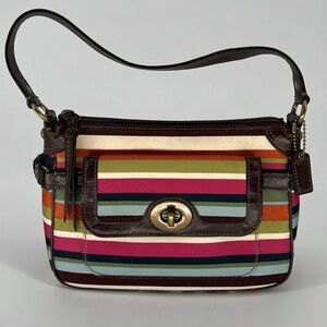 Coach Legacy Stripe Satin and Leather Bag 41852